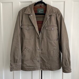 Woolrich Chore Coat Barn Jacket Mens Dark Wheat Vintage Canvas Work Size Large